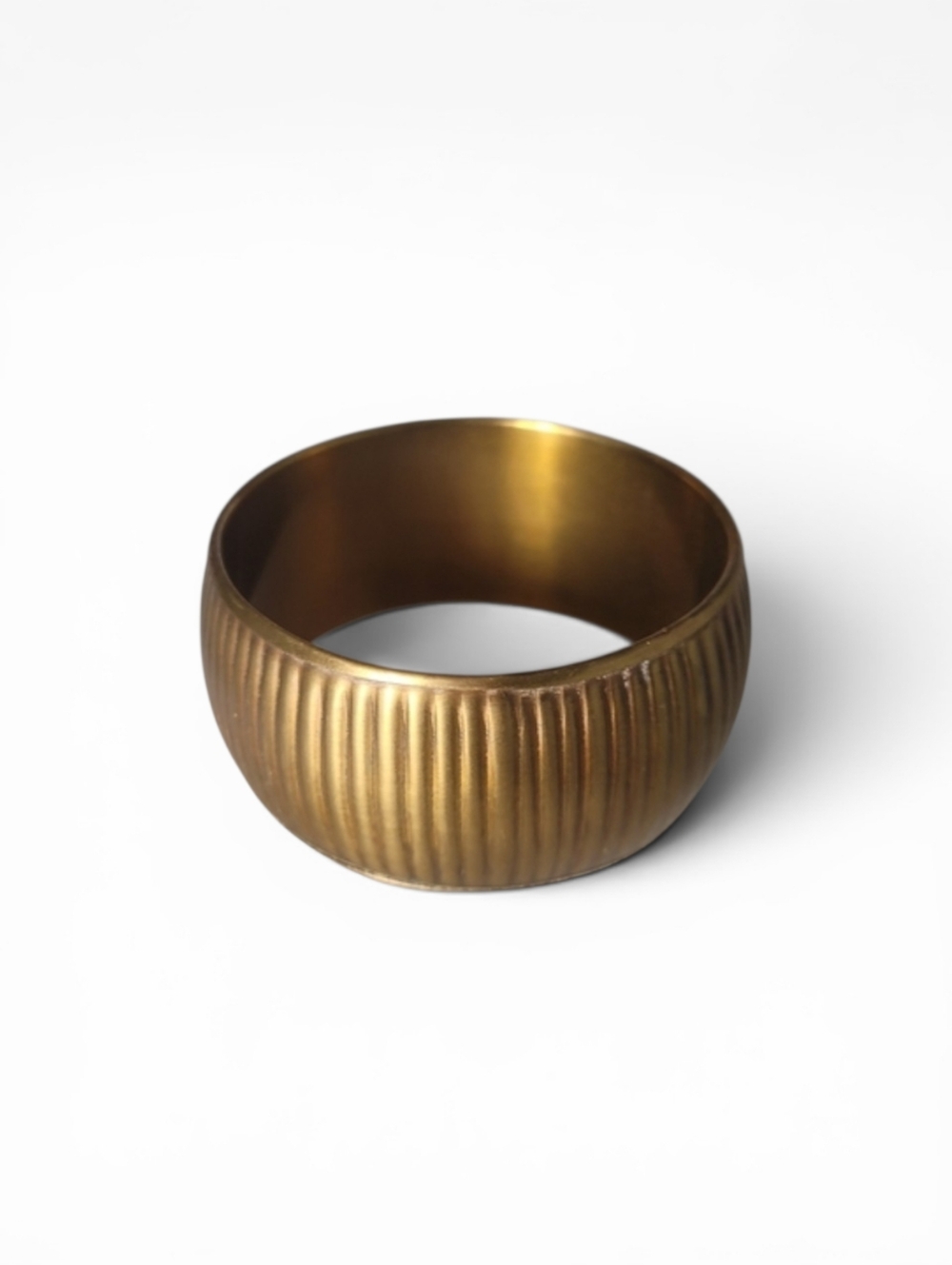 Vintage Brass Bangle Cuff Bracelet With Ridges Chunky Boho